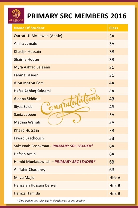 2016 Primary Student Representatives Appointed